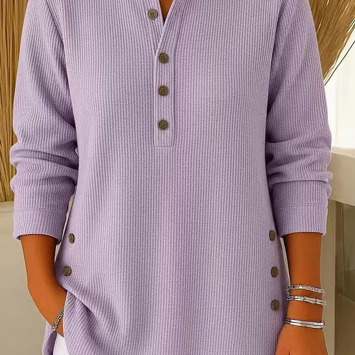 Elise | Geribde tuniek met knoopdetails
