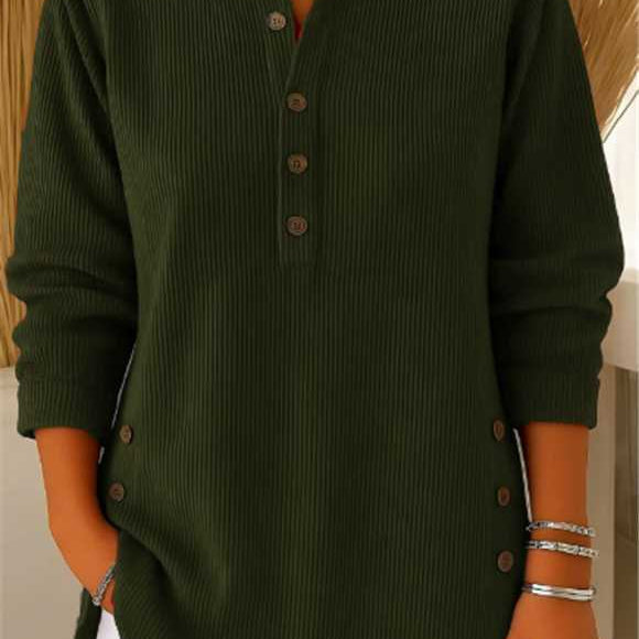 Elise | Geribde tuniek met knoopdetails