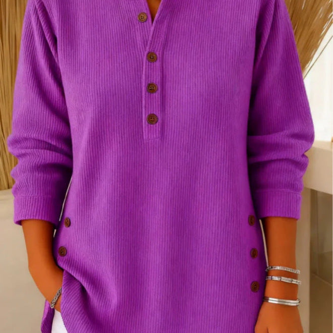 Elise | Geribde tuniek met knoopdetails