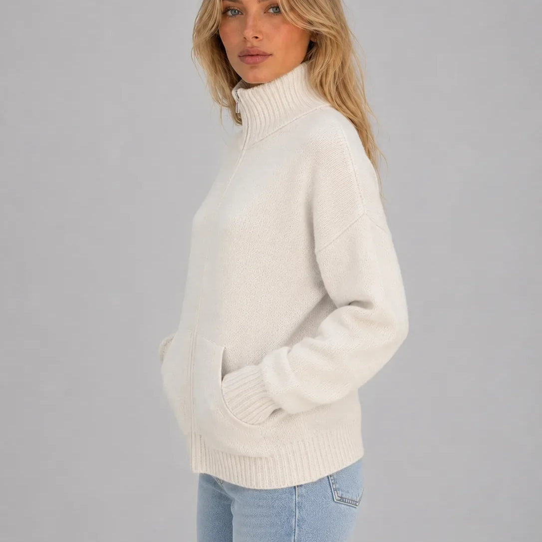 Dames Vest Met Rits En Mock Neck
