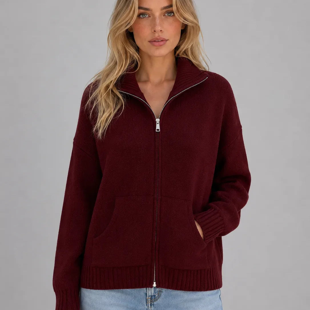 Dames Vest Met Rits En Mock Neck