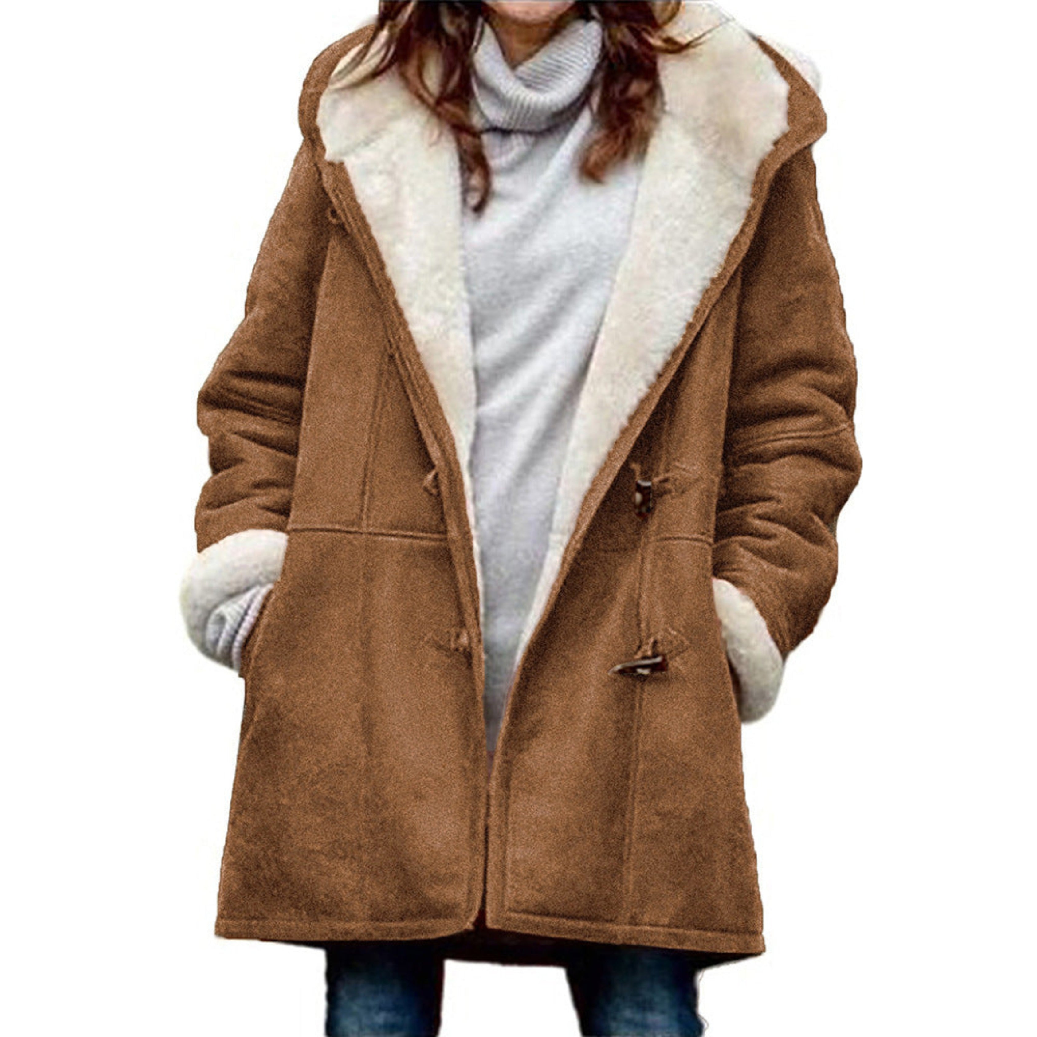 Cozy Dames Duffle Coat met Kap en Warme Voering voor Koude Dagen